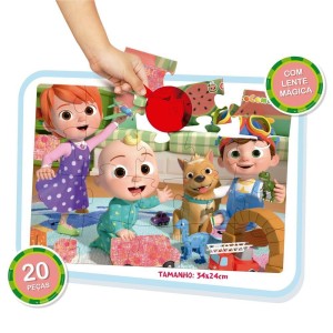 Quebra Cabeça 20 Peças + Lente Mágica - cocomelon - Lançamento